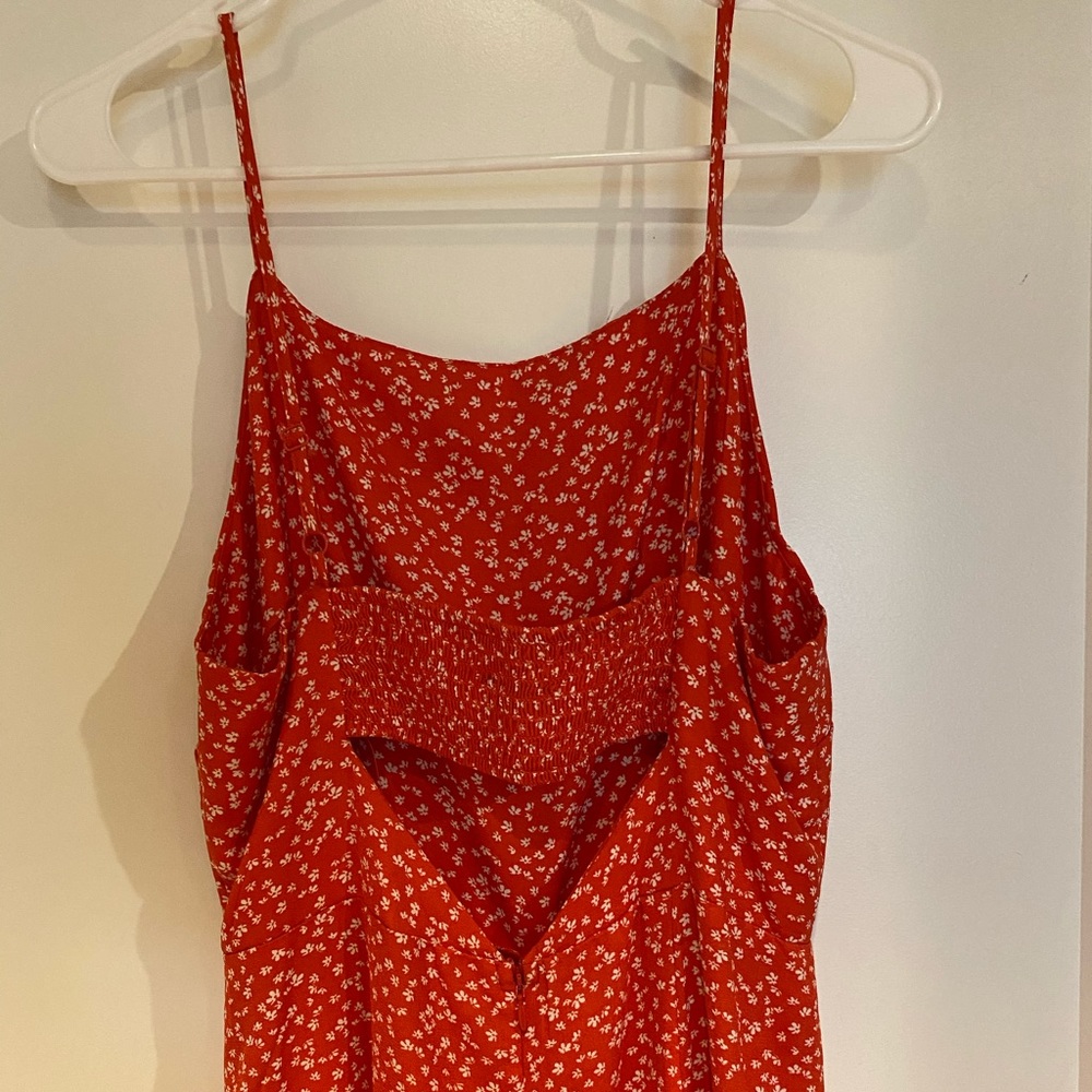 Red, polka dot jumpsuit